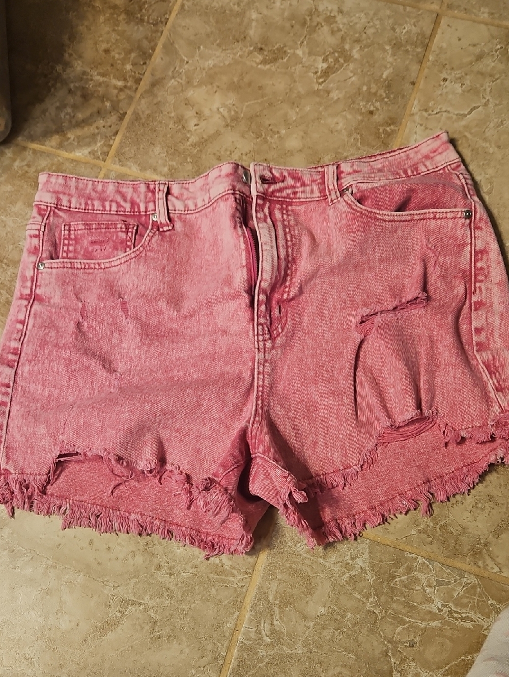Celebrity Pink Pink Distressed High-Rise Denim Shorts